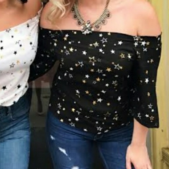 Black Star off the shoulder Top - Picture 3 of 3